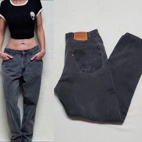 Vintage Y2K levi's relaxed boyfriend black stone wash distressed high rise jeans